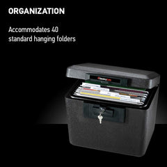 SentrySafe Black Fireproof Document Box with Key Lock, Safe Secures Files and Documents for Home or Office, 0.61 Cubic Feet, 13.6 x 15.3 x 12.1 inches, 1170