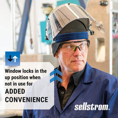 Sellstrom Advantage Face Shield - Lightweight Mask with Crown & Ratchet Headgear, for Work, Grinding, Cutting - ANSI Z87.1 - Clear Uncoated Polycarbonate Window