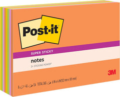 Post-it Super Sticky Notes, 8 Sticky Note Pads, 6 x 4 in., Ideal for Organization in Your Dorm, Home or Office, Energy Boost Collection