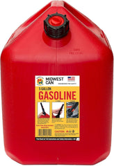 Midwest Can Company 5610 5 Gallon Gas Can Fuel Container Jugs w/Spout (2 Pack)