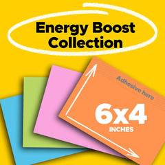Post-it Super Sticky Notes, 8 Sticky Note Pads, 6 x 4 in., Ideal for Organization in Your Dorm, Home or Office, Energy Boost Collection