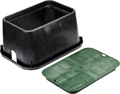 NDS 117BC* 15 in. X 22 in. Rectangular Jumbo Valve Box and Cover, 12 in. Height, Irrigation Control Valve Lettering, Black Box, Green Overlapping Cover, Black/Green