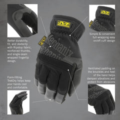 Mechanix Wear FastFit Work Gloves - Anti-Slip & Abrasion Resistant Heavy Duty Gloves - Touchscreen Compatible - Vibration Damping - Multipurpose Use - X-Large - Black