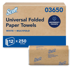 Scott Professional Universal Multifold Paper Towels, Bulk (03650), Absorbency Pockets, White, 9.2"x9.4" Towel, Compressed, Compact Case (250 Sheets/Pack, 12 Packs/Case, 3,000 Sheet Total)