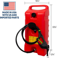 Scepter Duramax Flo ’N Go 14 Gallon Gas Caddy, 53 Liter Portable Fuel Tank and Fuel Transfer Pump with 10-Foot Hose for Lawn Mower, Farm, Marine, Commercial, and Home Use, Red