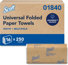 Scott Professional Universal Multifold Paper Towels, Bulk (01840), Absorbency Pockets, White, 9.2"x9.4" Towel, Compressed, Compact (250 Sheets/Pack, 16 Packs/Case, 4,000 Sheet Total)