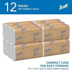 Scott Professional Universal Multifold Paper Towels, Bulk (03650), Absorbency Pockets, White, 9.2"x9.4" Towel, Compressed, Compact Case (250 Sheets/Pack, 12 Packs/Case, 3,000 Sheet Total)
